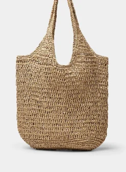 XL openwork braided straw tote bag