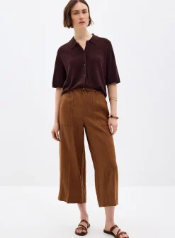 XL pockets pure linen cropped pant