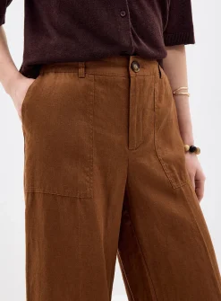 XL pockets pure linen cropped pant
