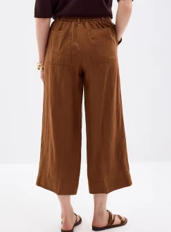XL pockets pure linen cropped pant