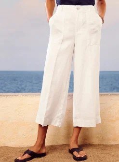 XL pockets pure linen cropped pant