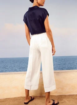 XL pockets pure linen cropped pant