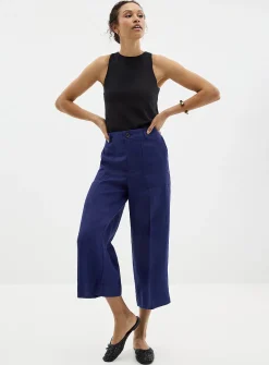 XL pockets pure linen cropped pant
