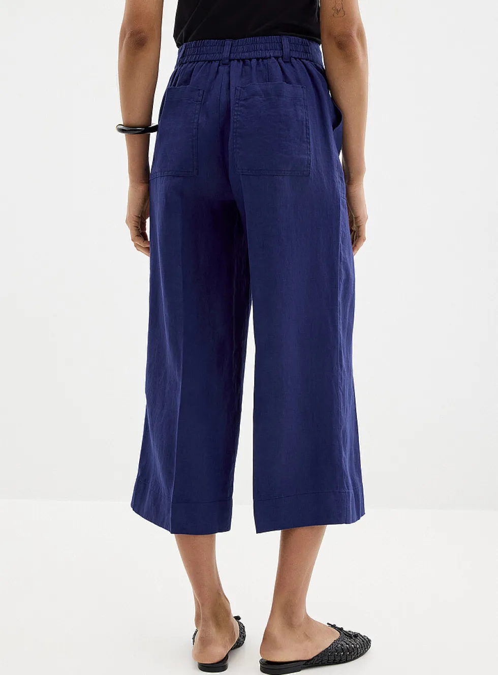 XL pockets pure linen cropped pant