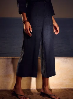 XL pockets pure linen cropped pant