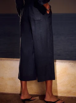 XL pockets pure linen cropped pant