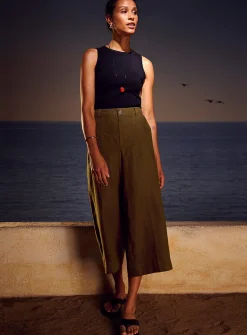 XL pockets pure linen cropped pant