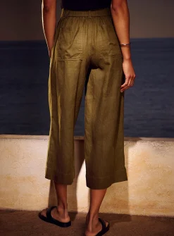 XL pockets pure linen cropped pant