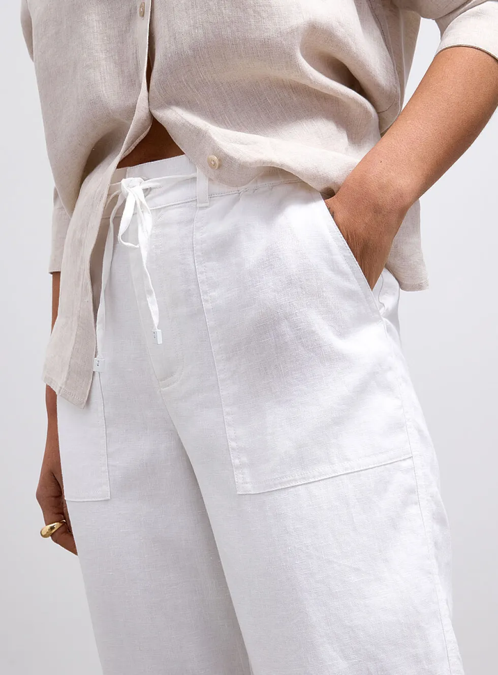 XL pockets pure linen pant