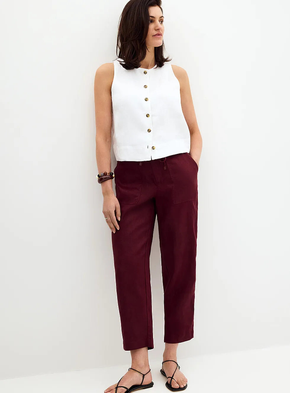 XL pockets pure linen pant