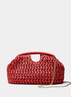 XL woven paper straw clutch