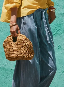 XL woven paper straw clutch