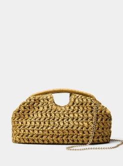 XL woven paper straw clutch