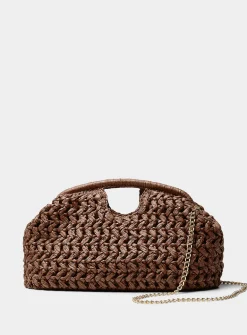 XL woven paper straw clutch