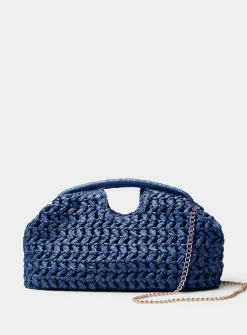 XL woven paper straw clutch