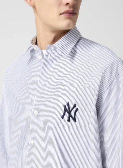 Yankees embroidered logo striped shirt