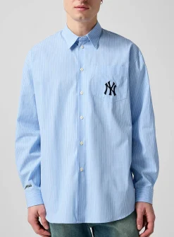 Yankees embroidered logo striped shirt