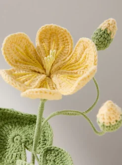Yellow flowers imitation crocheted plant