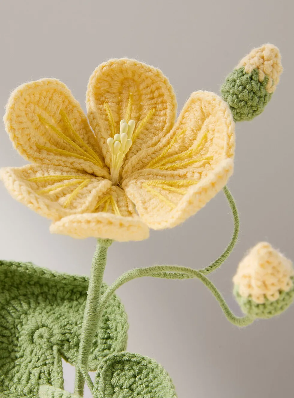 Yellow flowers imitation crocheted plant