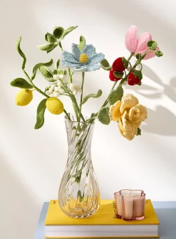 Yellow lemons imitation crocheted branch