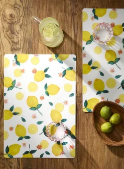 Yellow lemons vinyl placemats