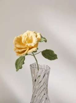 Yellow rose imitation crocheted branch
