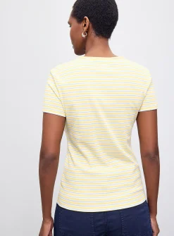 Yellow striped mini-rib T-shirt