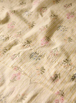 Yellow stripes and wildflowers sheet set