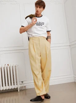 Yellow wide-cuffed pant