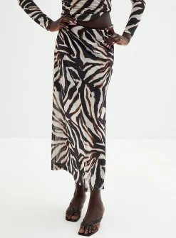 Zebra mesh maxi skirt