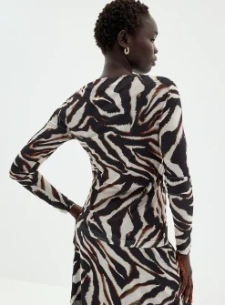 Zebra mesh round-collar top