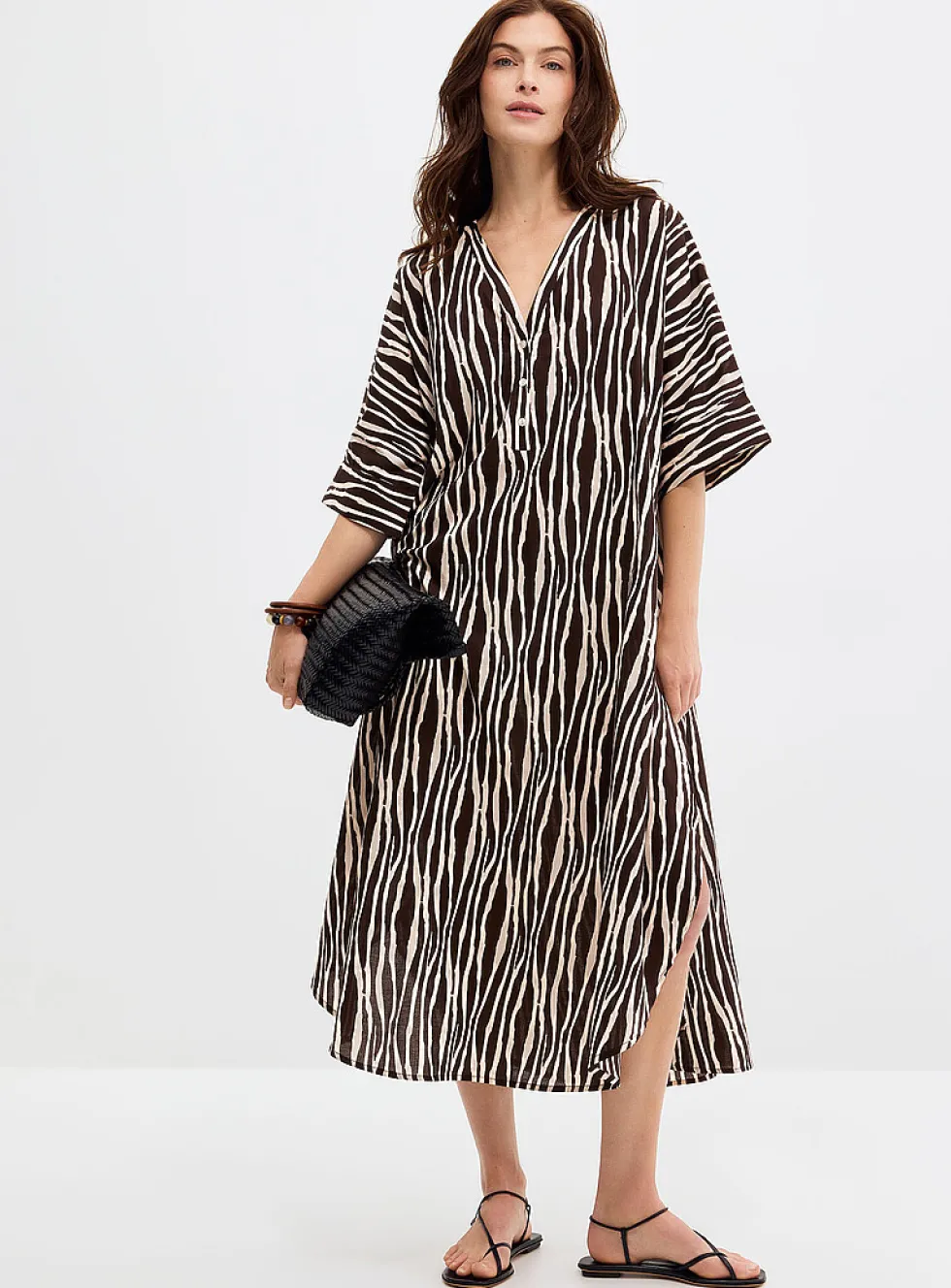 Zebra print voile loose dress