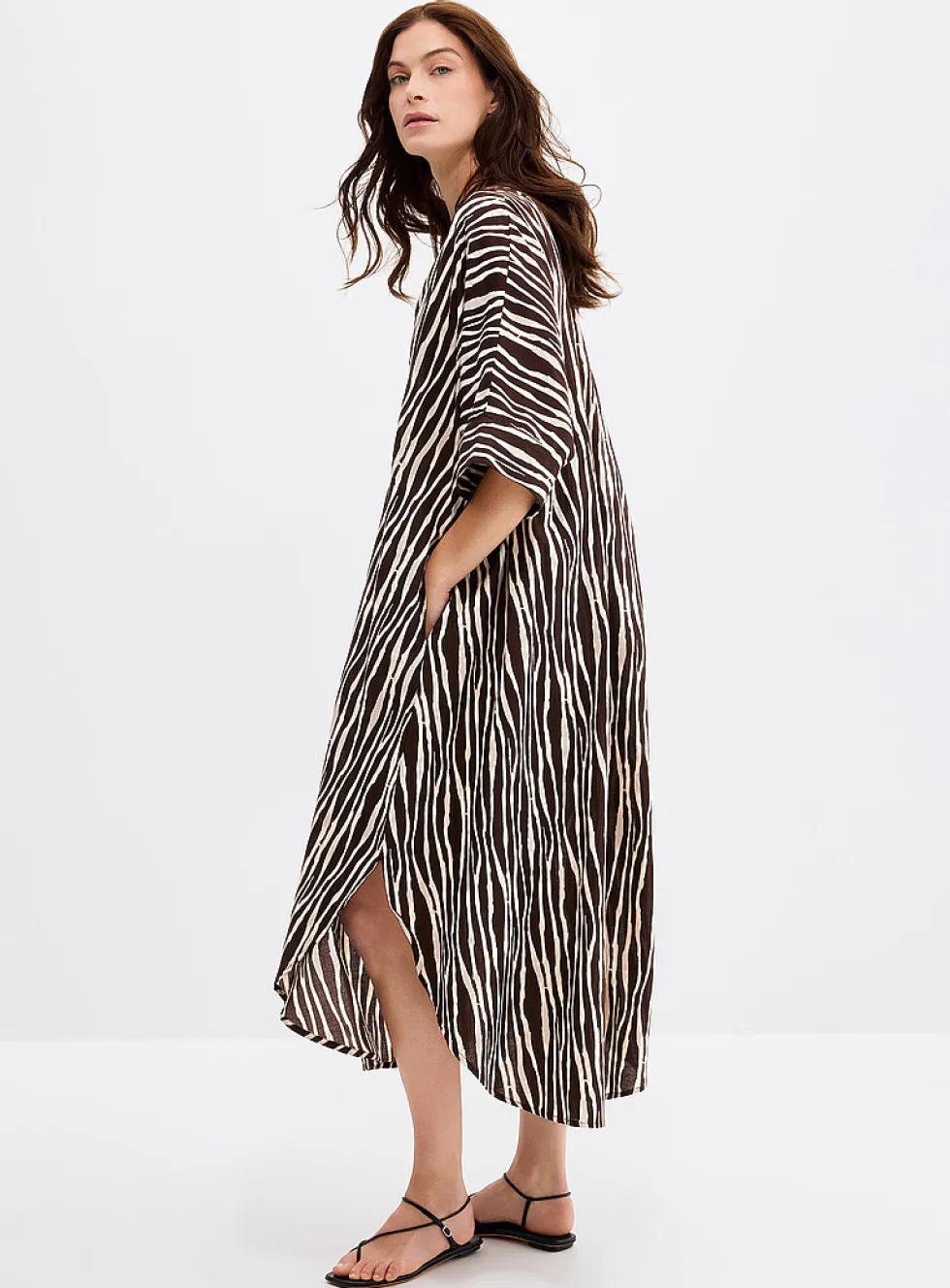 Zebra print voile loose dress