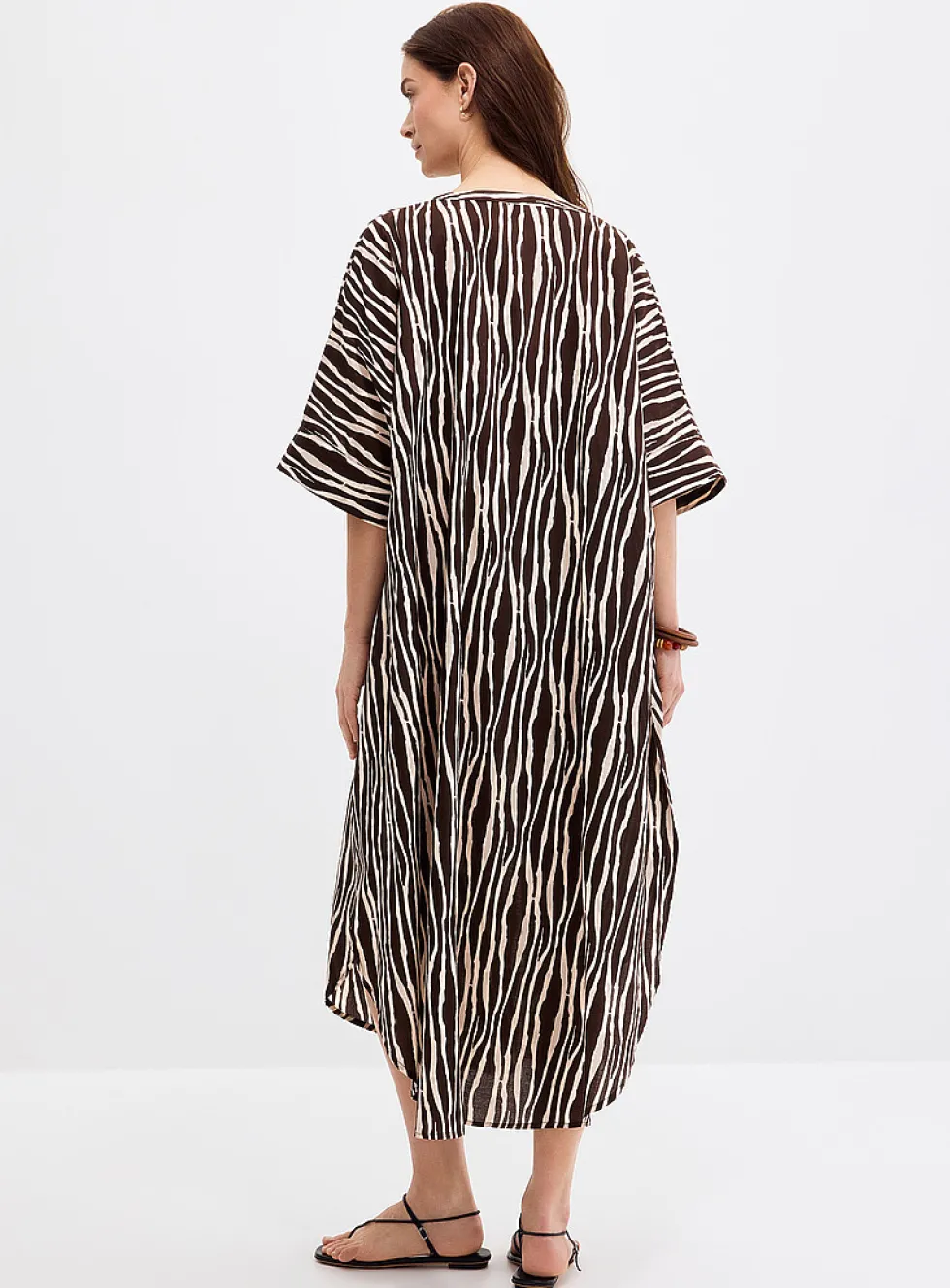 Zebra print voile loose dress