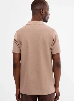 Zigzag jacquard Johnny collar polo