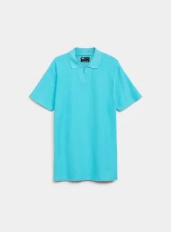 Zigzag jacquard Johnny collar polo