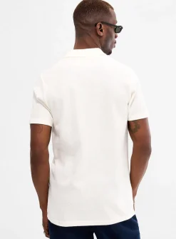 Zigzag jacquard Johnny collar polo