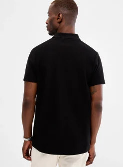 Zigzag jacquard Johnny collar polo