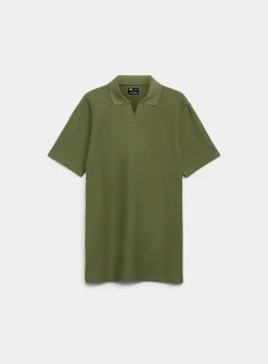 Zigzag jacquard Johnny collar polo