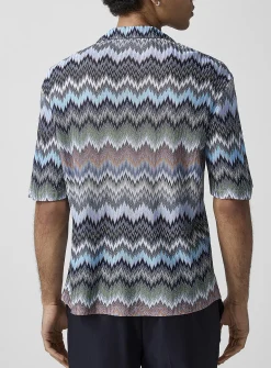Zigzag knit cabana shirt