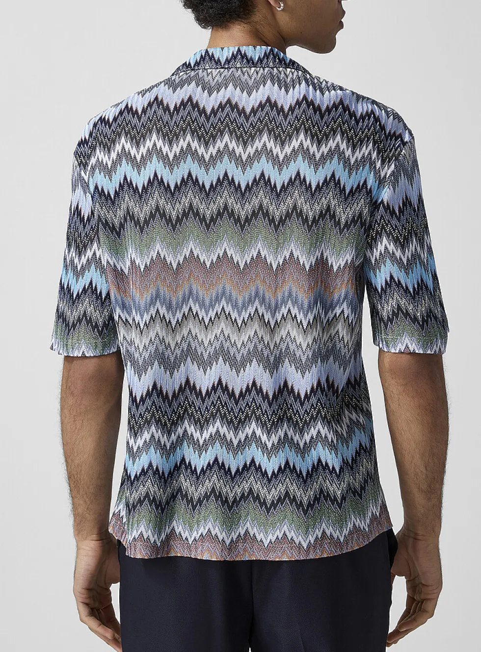 Zigzag knit cabana shirt
