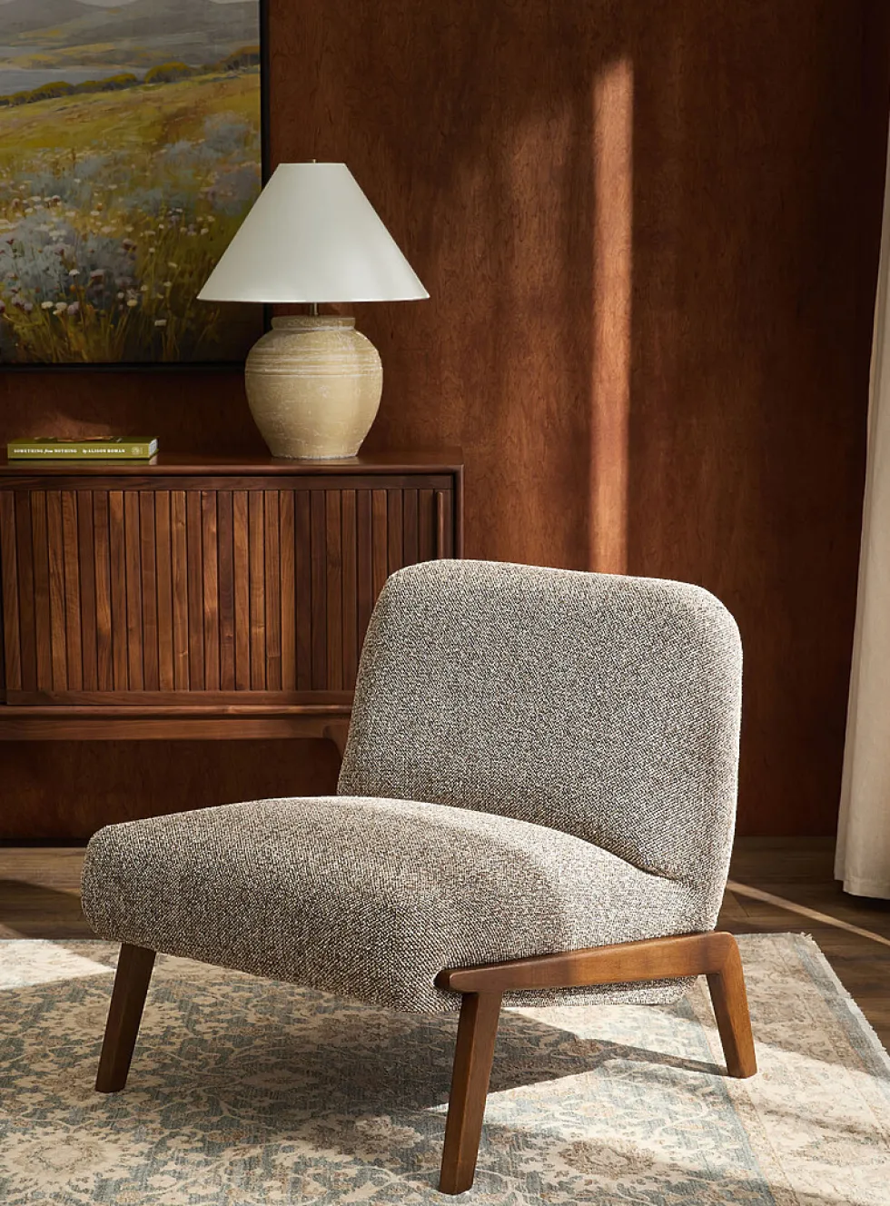 Zion wood accent grey chair