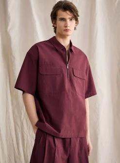 Zip point-collar shirt