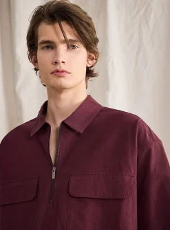 Zip point-collar shirt