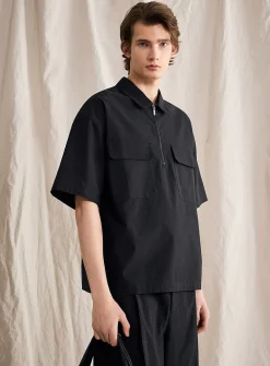 Zip point-collar shirt