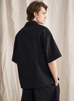 Zip point-collar shirt