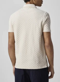 Zip-collar chevron knit polo