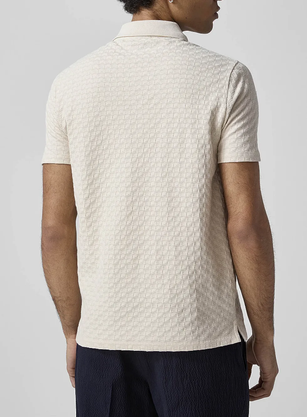 Zip-collar chevron knit polo