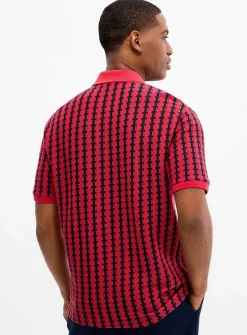 Zip-neck jacquard knit polo