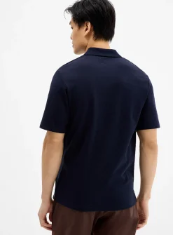 Zip-neck jersey polo